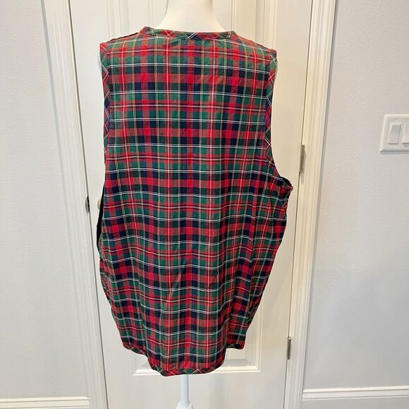 Vintage Victoria Jones Woman Christmas Vest Red Plaid Size 18 W Black Velvet - Picture 5 of 13